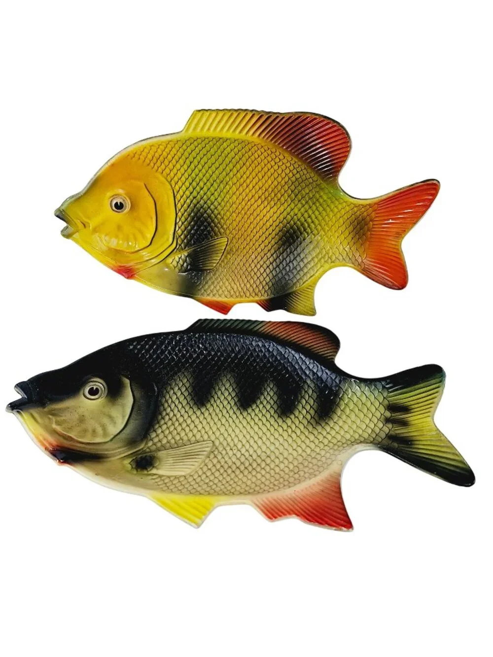 Vintage 70's Hoover Melamine Rainbow Fish Decor or Trays, Set of 2
